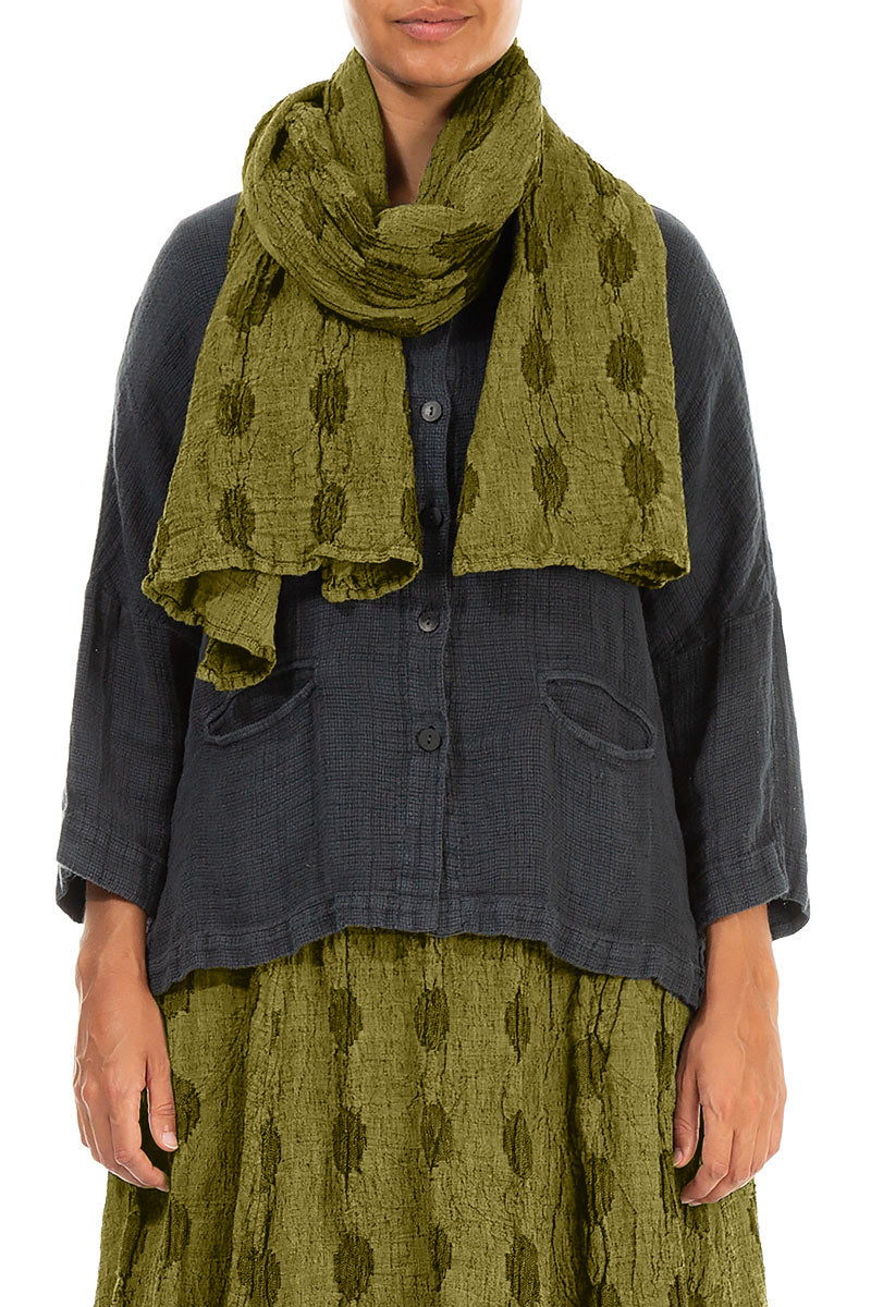 Cyber Lime Textured Bubbles Linen Scarf