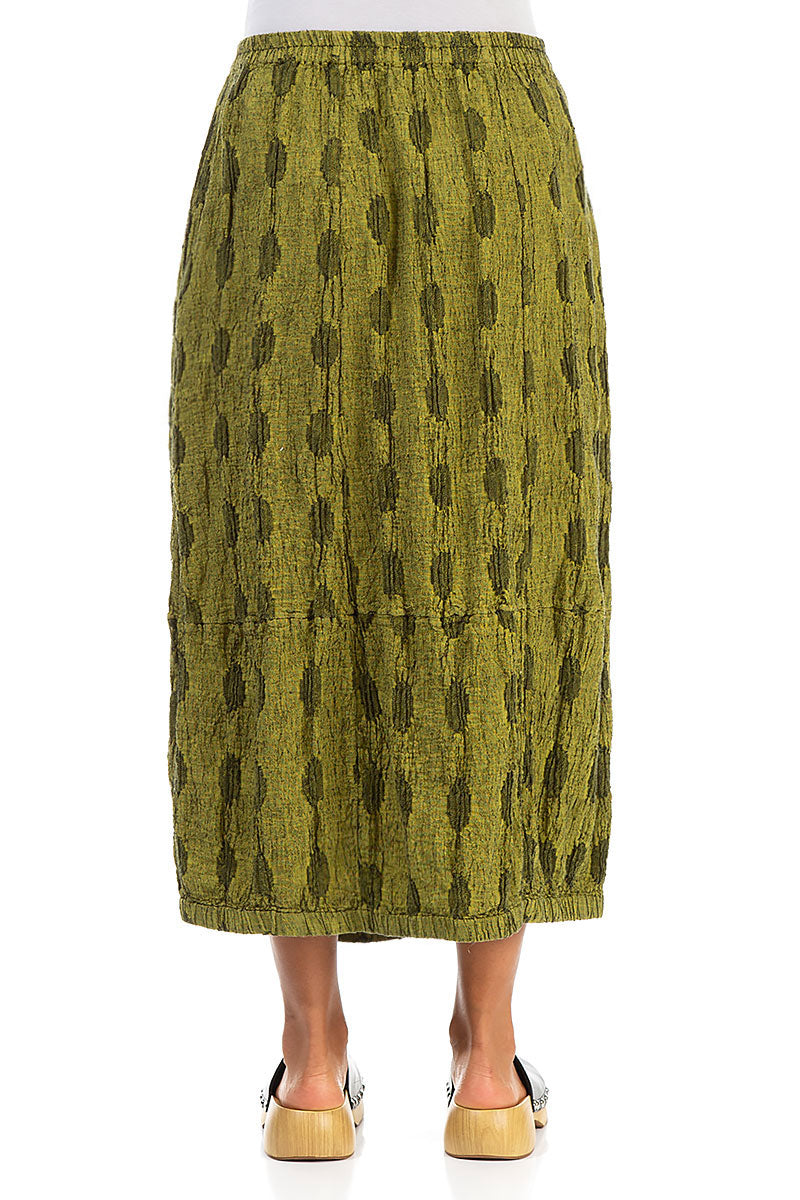Cyber Lime Textured Bubbles Linen Skirt