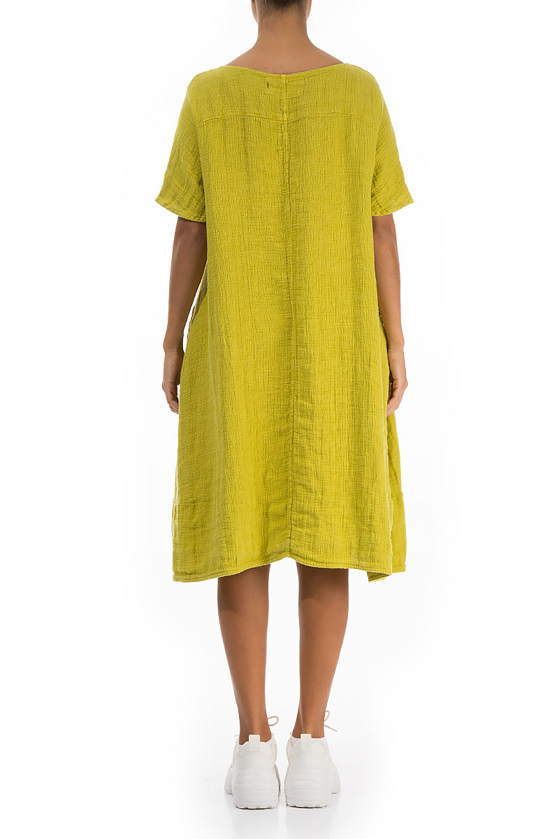 Cyber Lime Textured Linen Dress