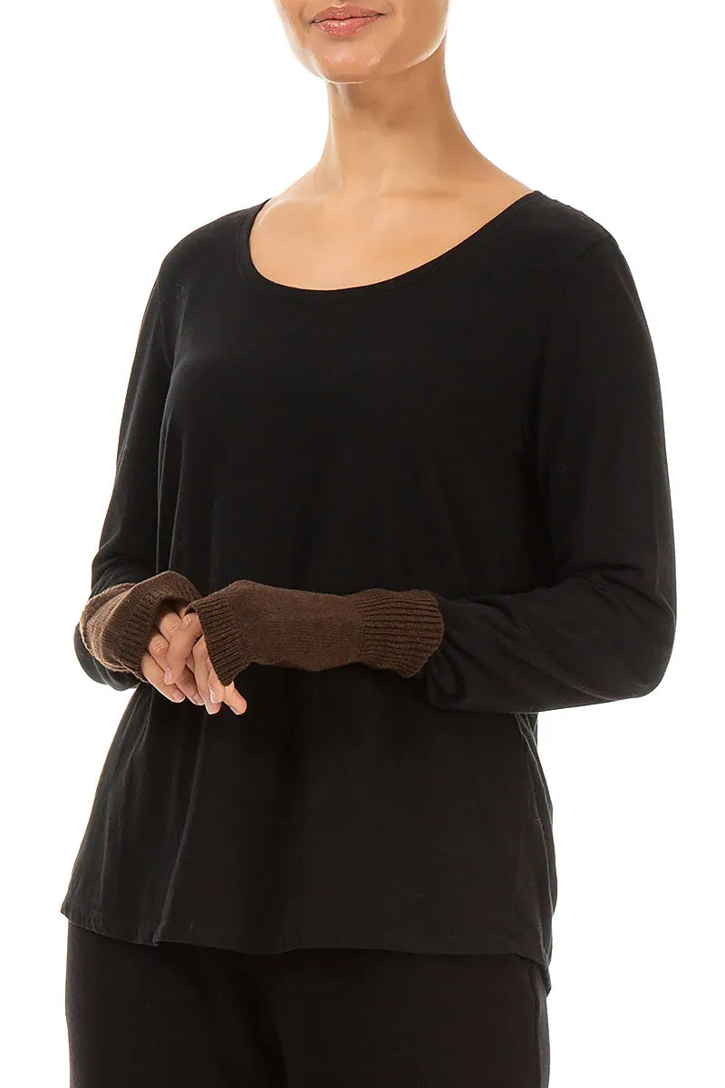 Dark Brown Soft Wool Arm Warmers 1