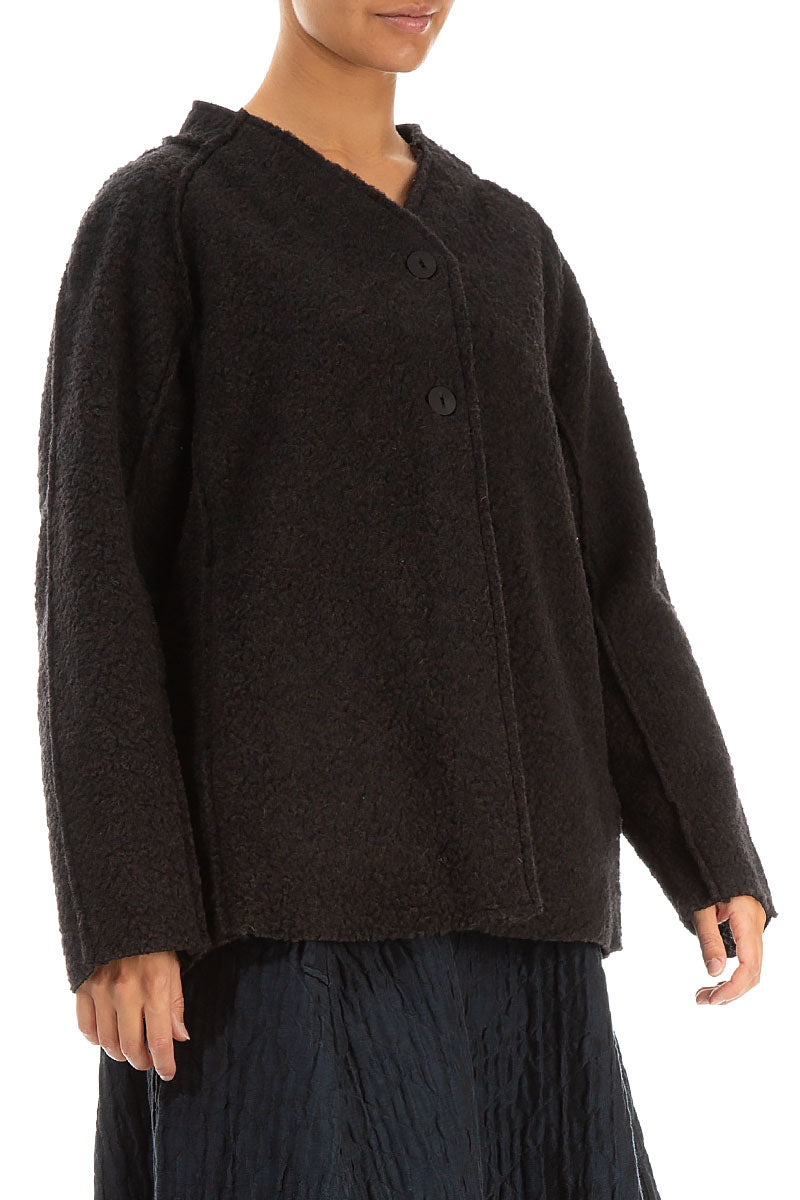 Dark Chocolate Plush Wool Cotton Jacket 3
