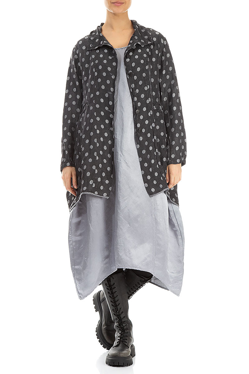 Dark Grey Bubble Balloon Silk Linen Jacket 4