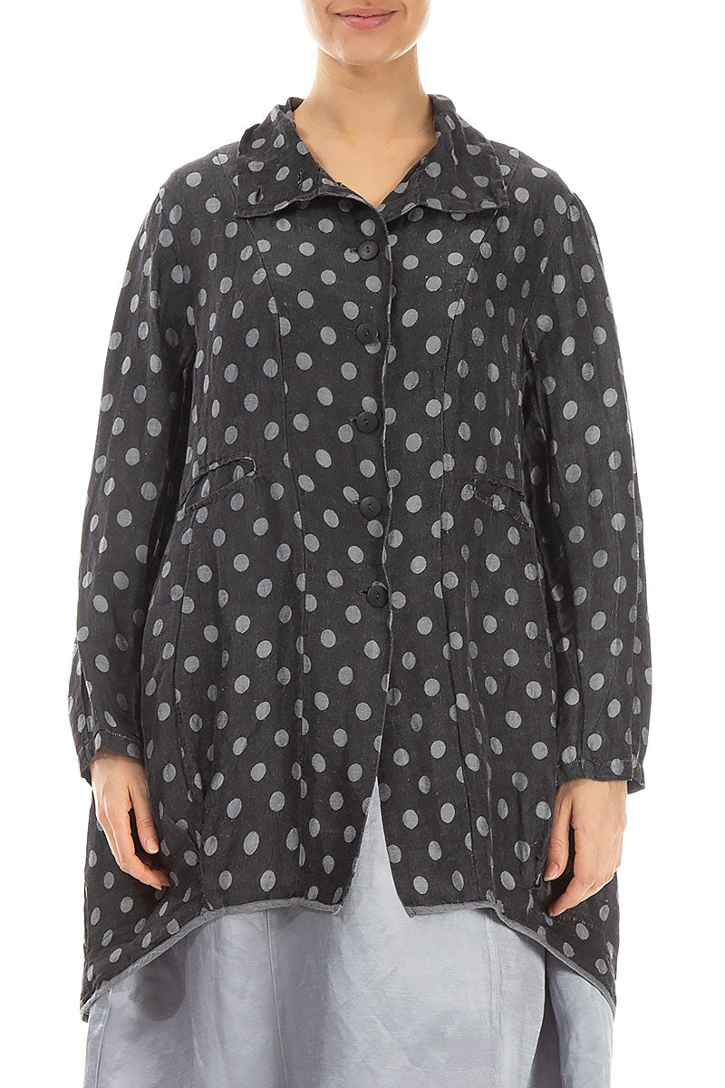 Dark Grey Bubble Balloon Silk Linen Jacket 1