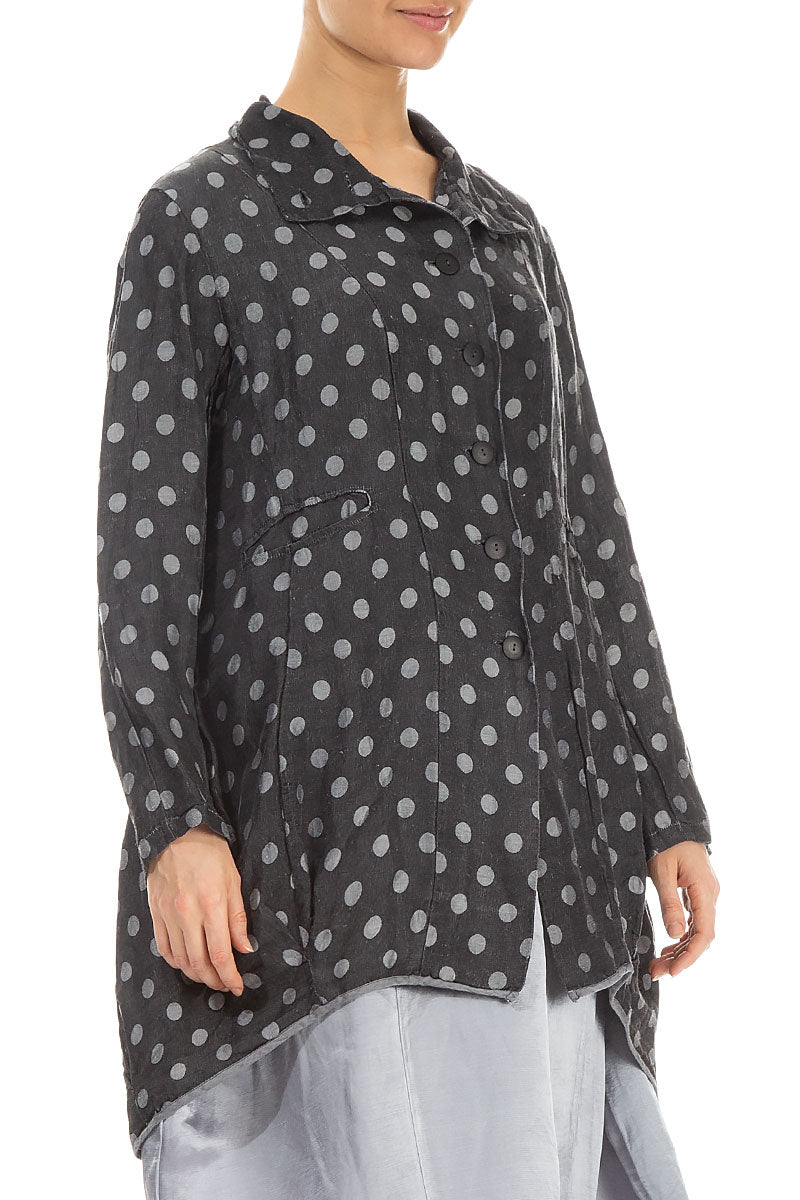 Dark Grey Bubble Balloon Silk Linen Jacket 3