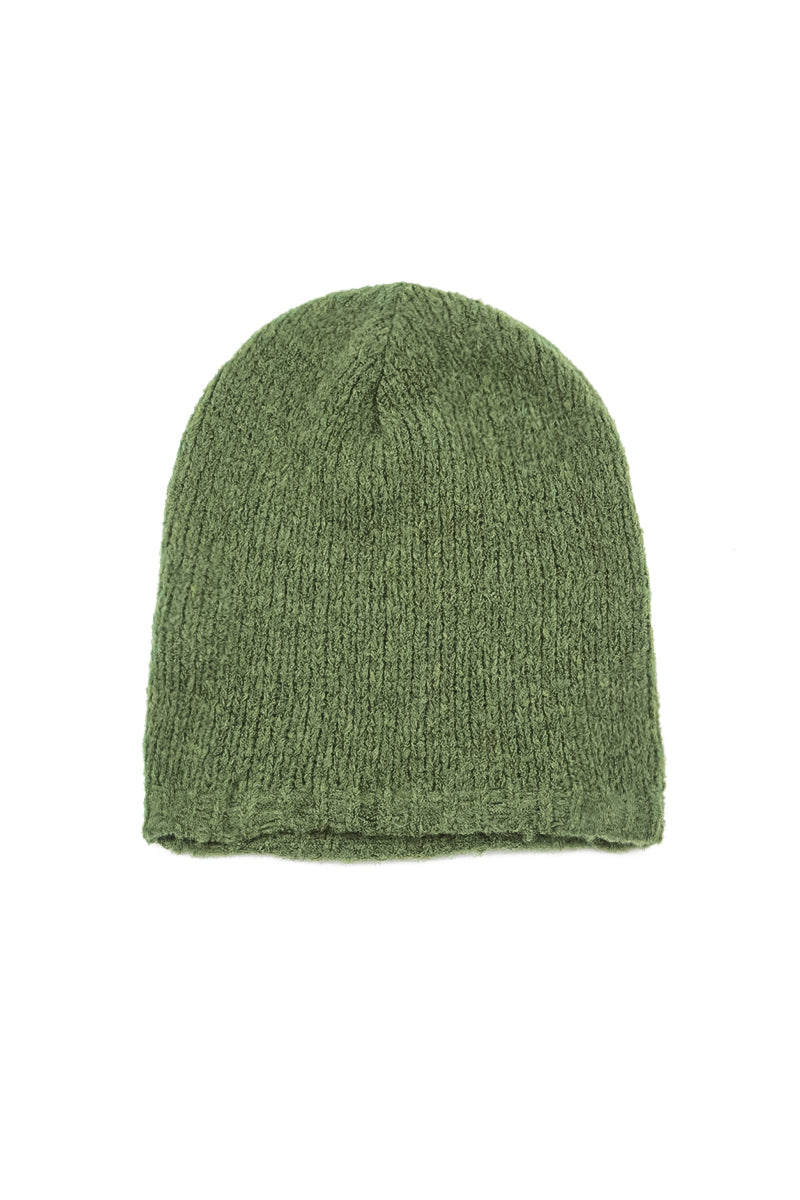 Dark Sage Wool Beanie Hat