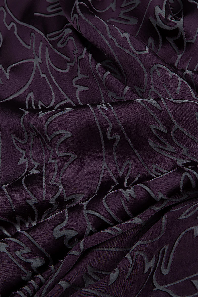 Deep Plum Devoré Feather Silk Scarf