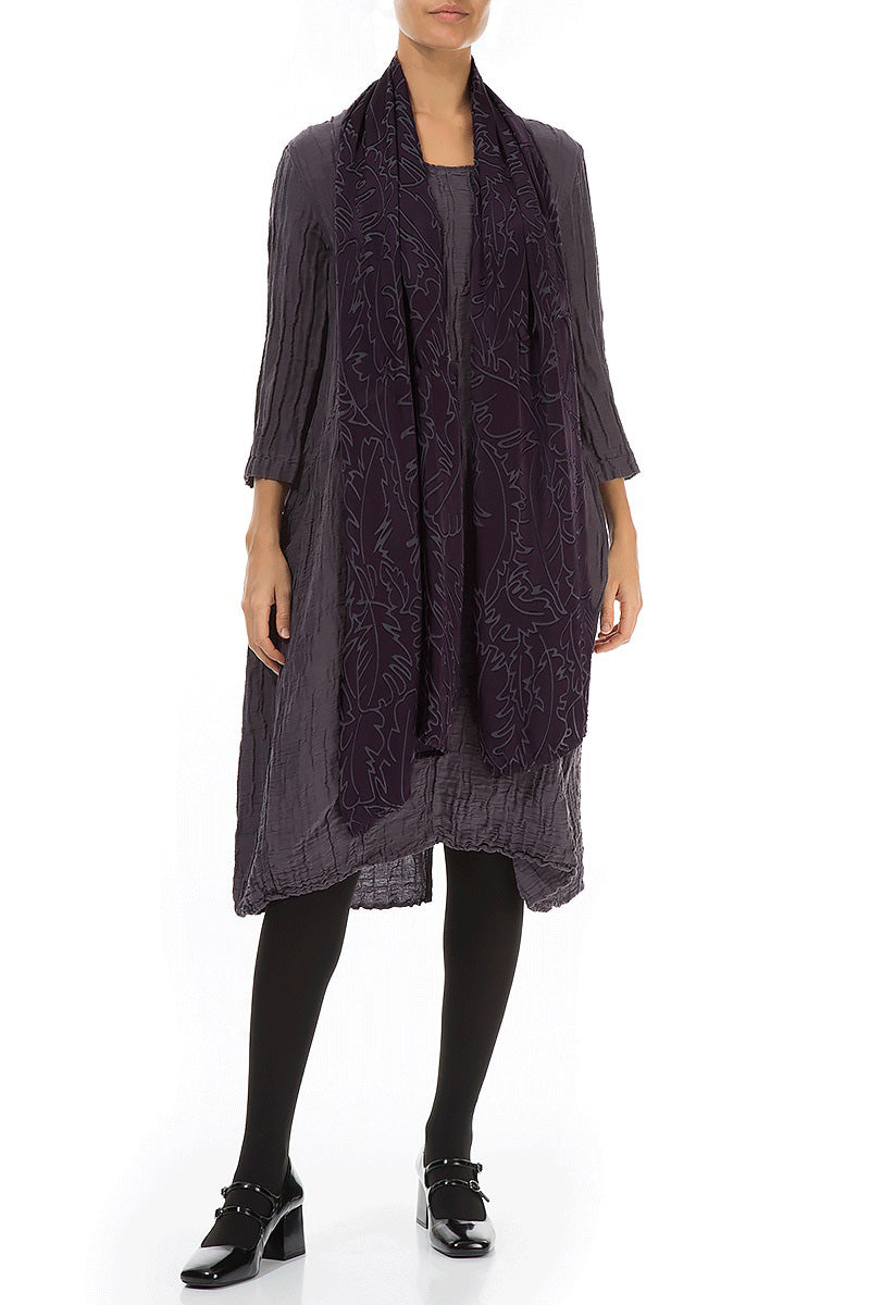 Deep Plum Devoré Feather Silk Scarf