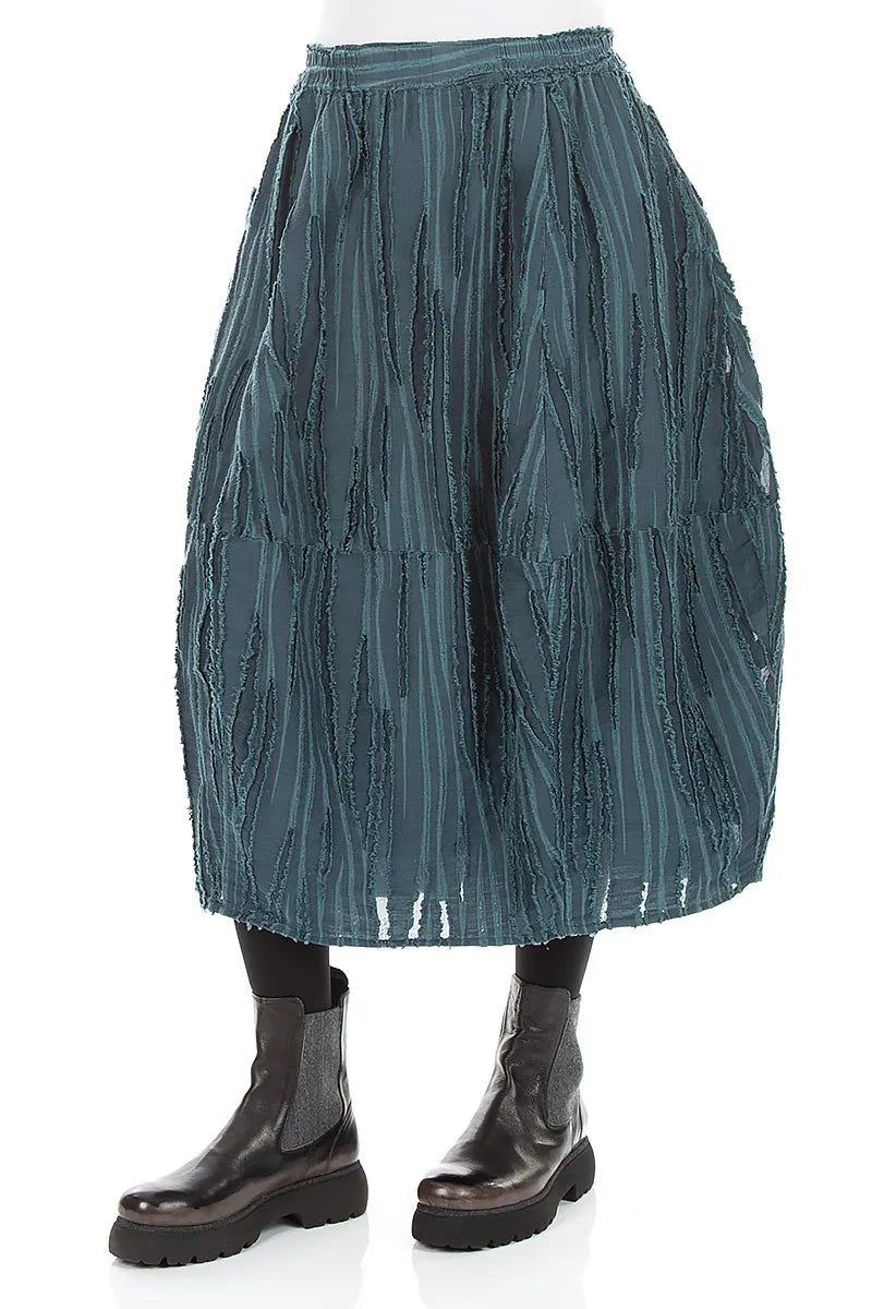 Deep Turquoise Fray Weave Skirt