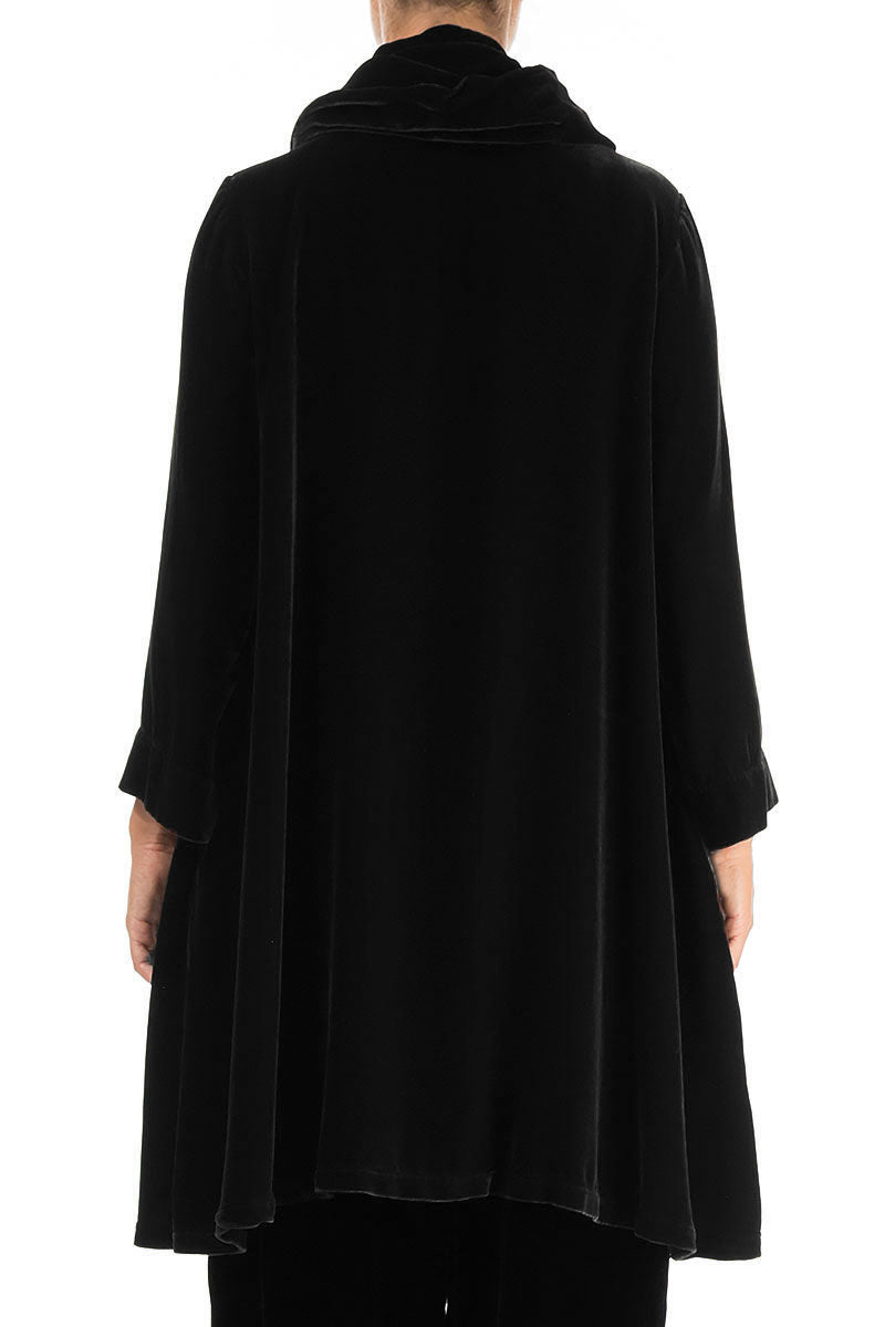Detachable Neck Black Silk Velvet Tunic 2