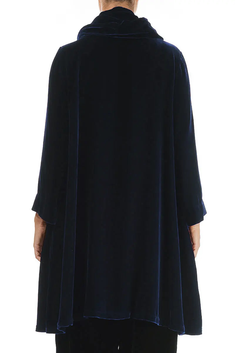 Detachable Neck Royal Blue Silk Velvet Tunic 2