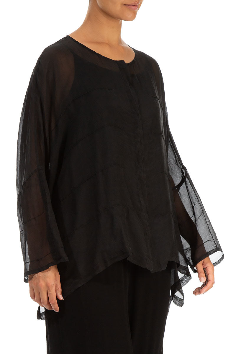 Detailed Black Silk Chiffon Jacket 3