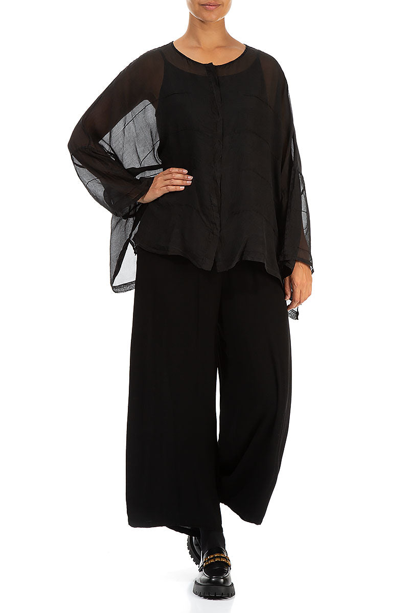 Detailed Black Silk Chiffon Jacket 4