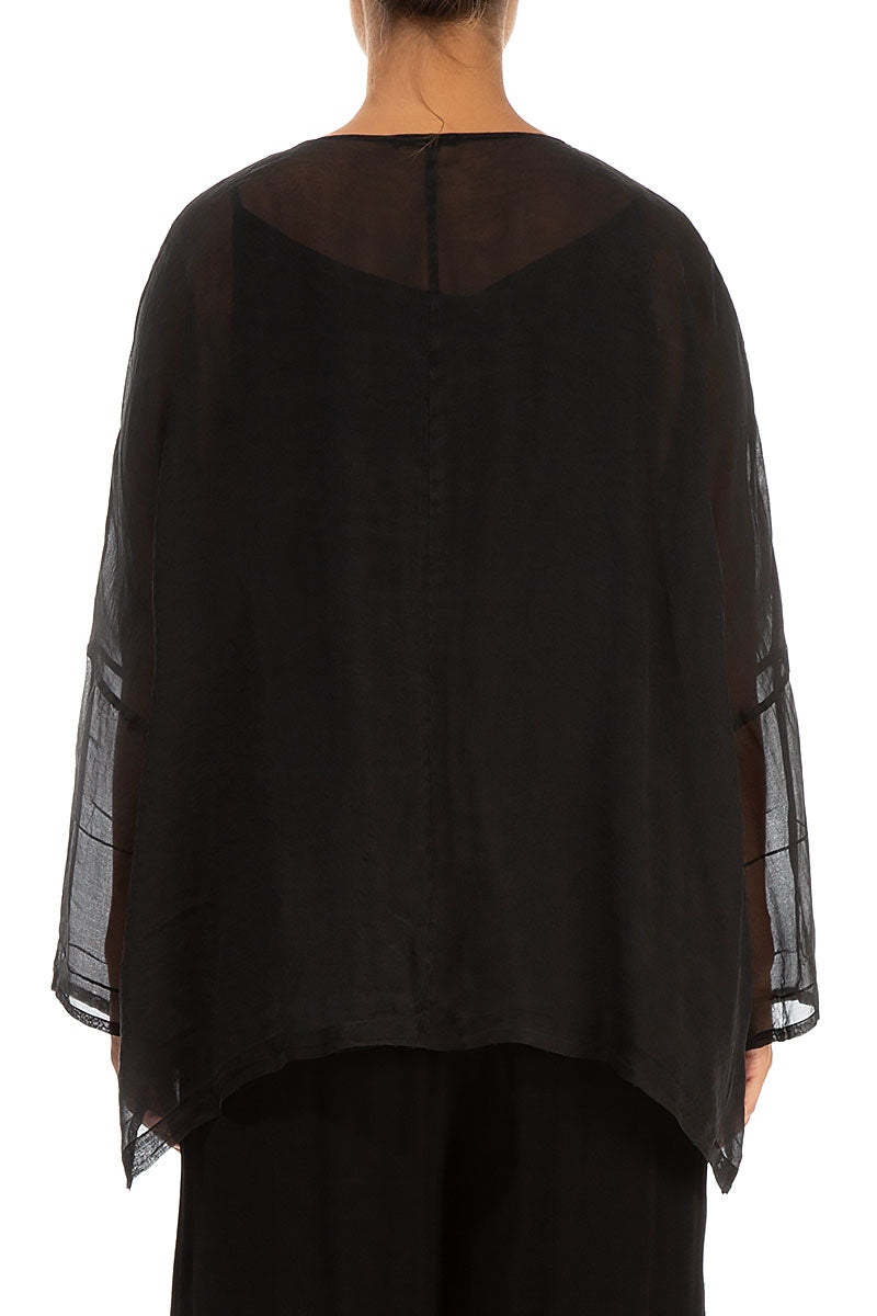 Detailed Black Silk Chiffon Jacket 2