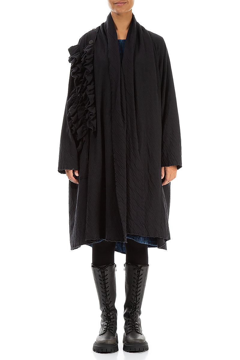 Detailed Side Open Wavy Cotton Jacket 1