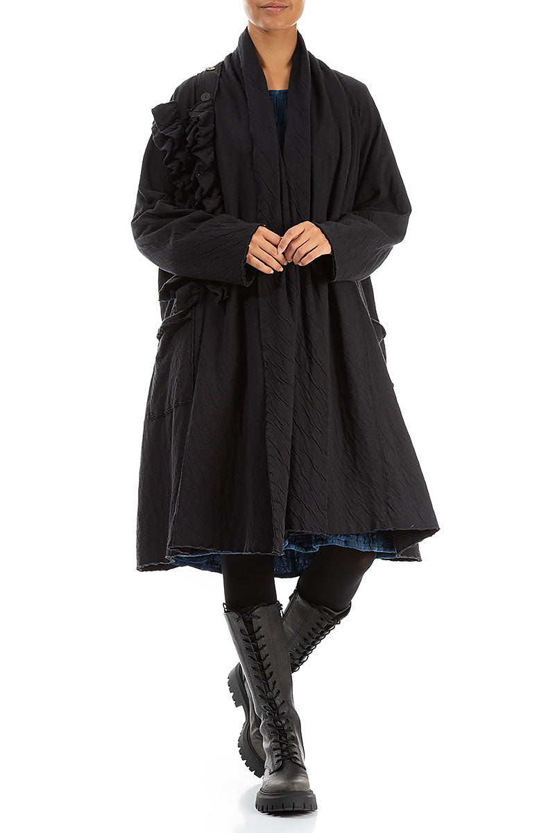 Detailed Side Open Wavy Cotton Jacket 4