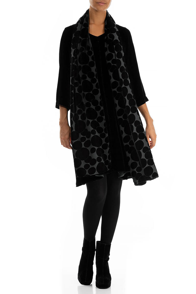 Devoré Bubbles Black Silk Velvet Scarf 2