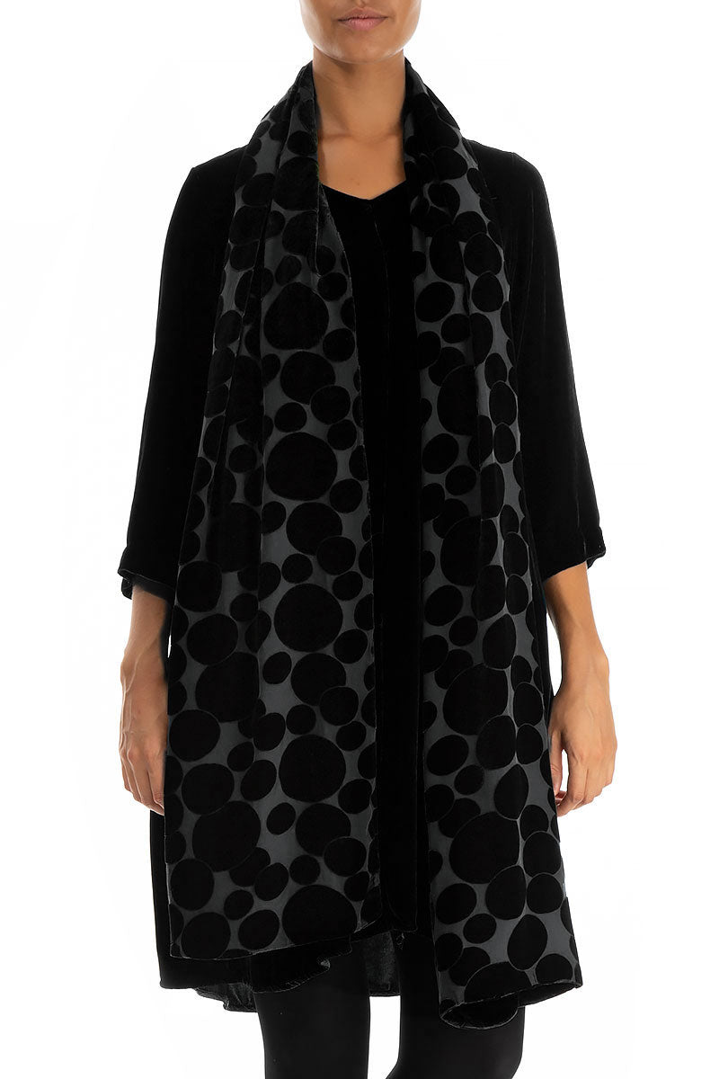 Devoré Bubbles Black Silk Velvet Scarf 3