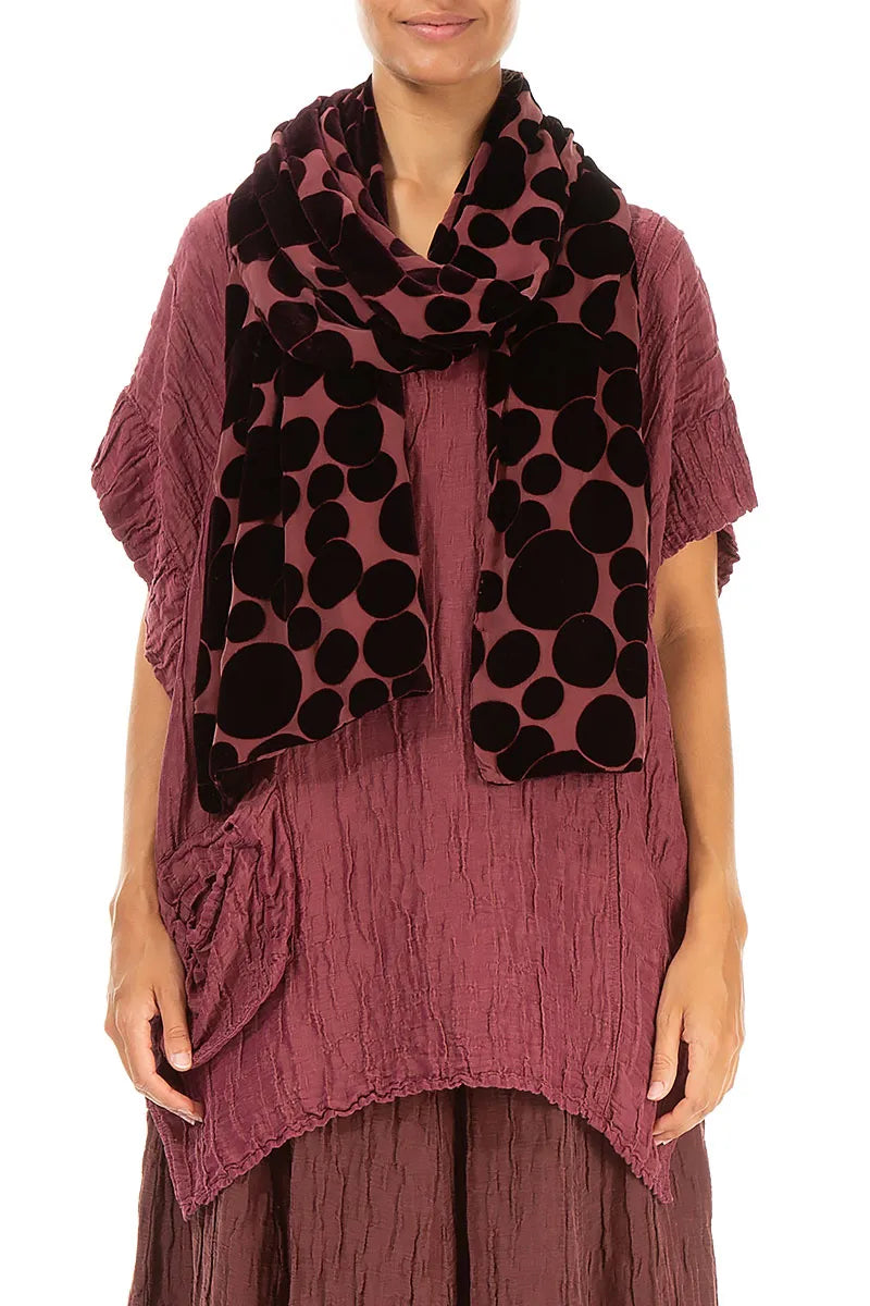 Devoré Bubbles Merlot Silk Velvet Scarf 1