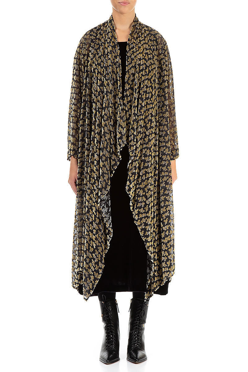 Devoré Petals Gold Open Silk Velvet Jacket 2