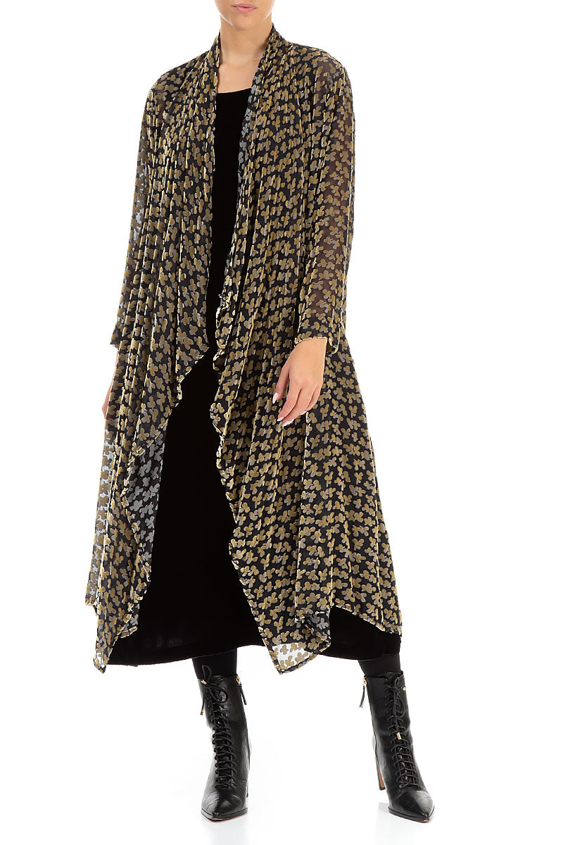 Devoré Petals Gold Open Silk Velvet Jacket 5