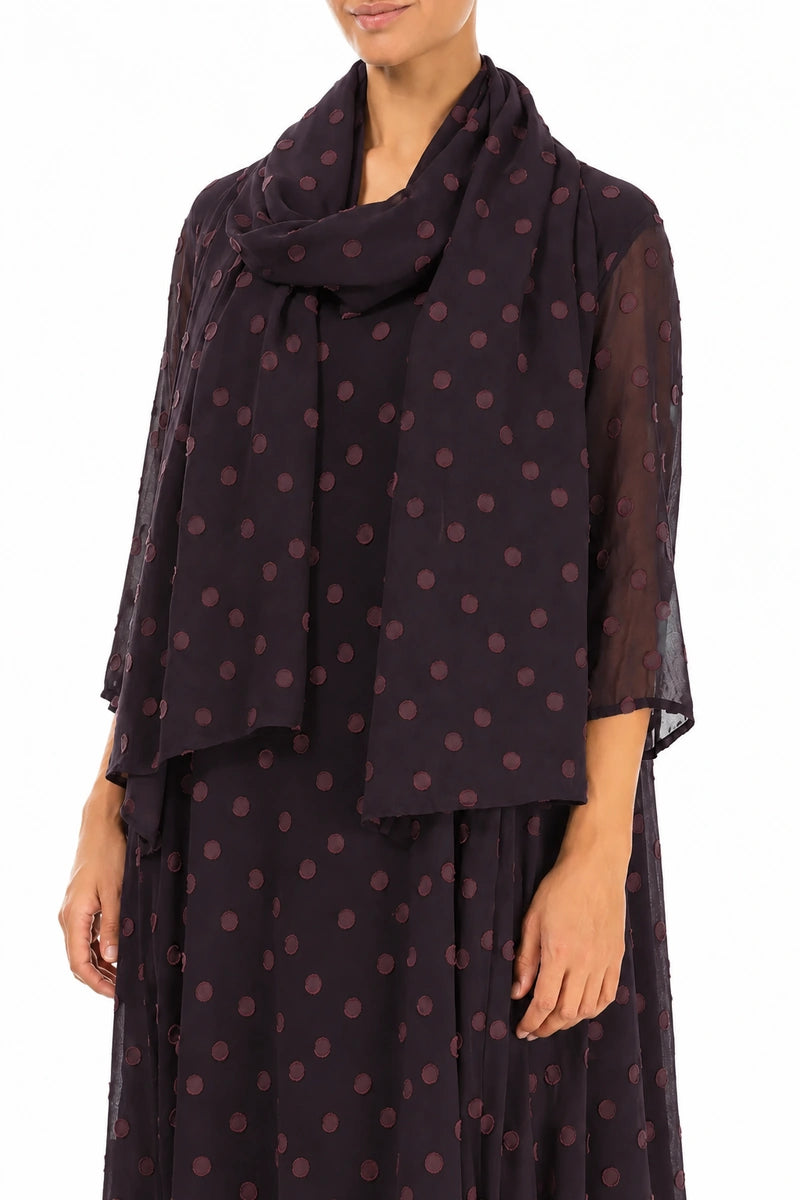 Dotty Deep Plum Silk Scarf