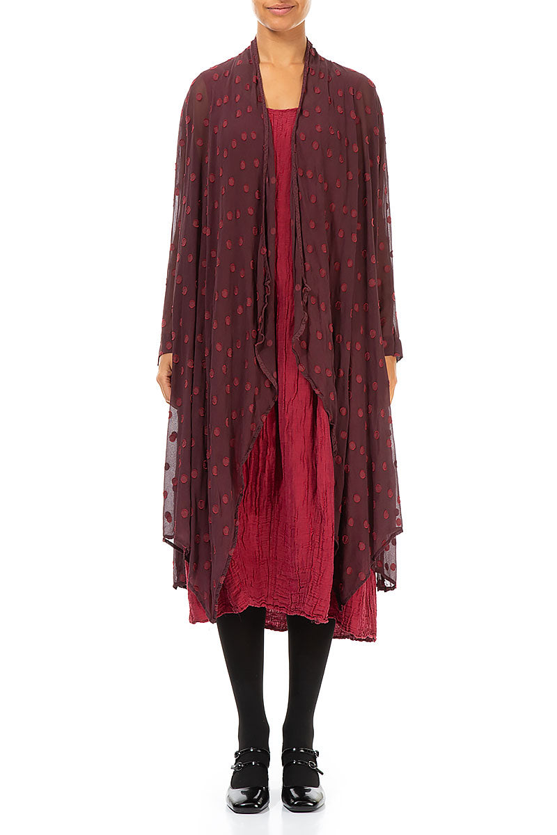 Dotty Open Bordeaux Silk Waterfall Jacket 1
