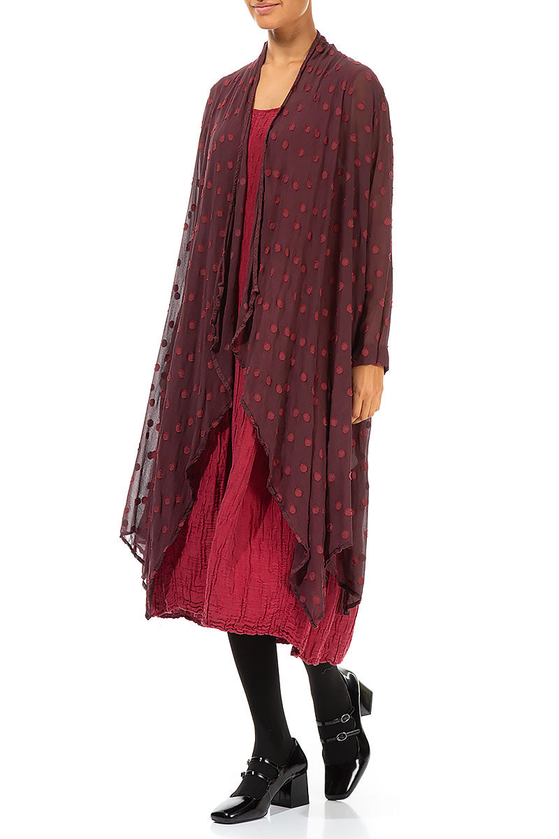 Dotty Open Bordeaux Silk Waterfall Jacket 3