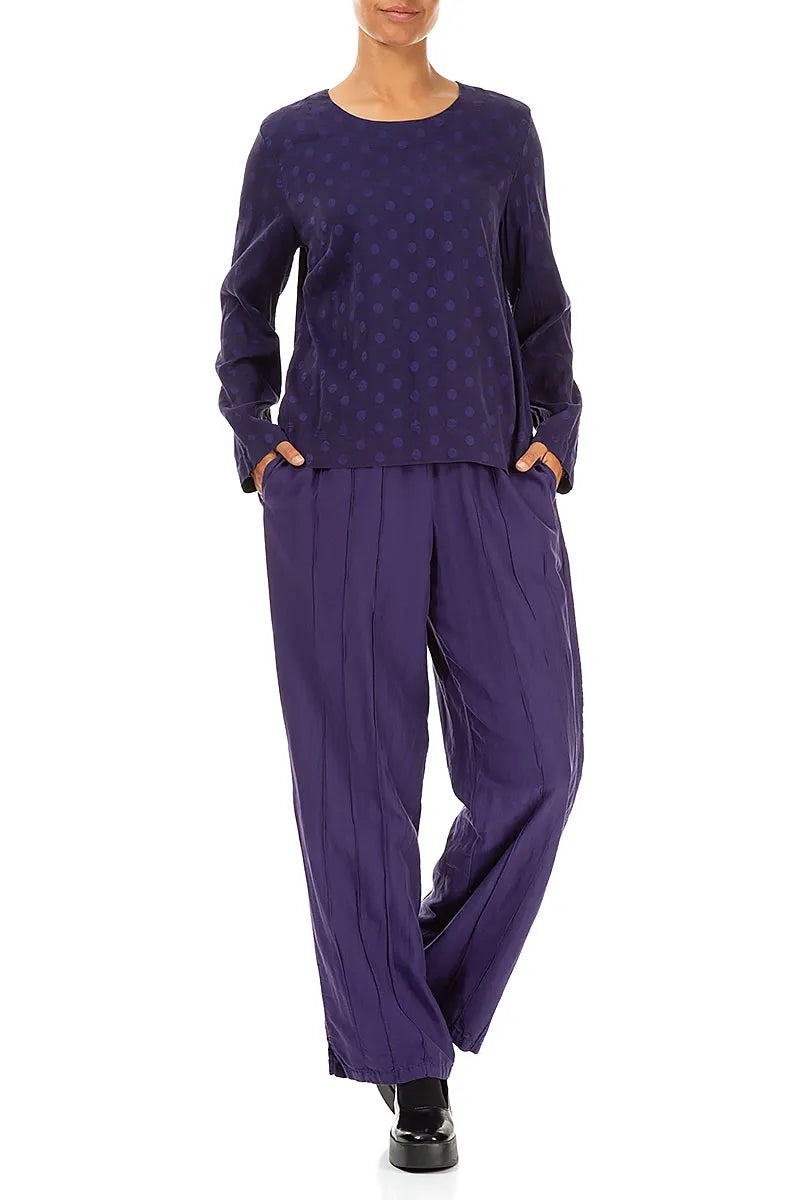 Dotty Royal Purple Silk Blouse 4