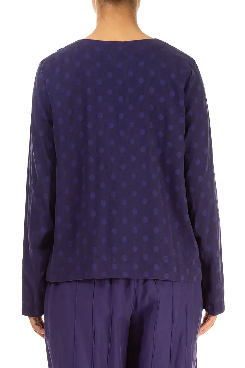 Dotty Royal Purple Silk Blouse 2