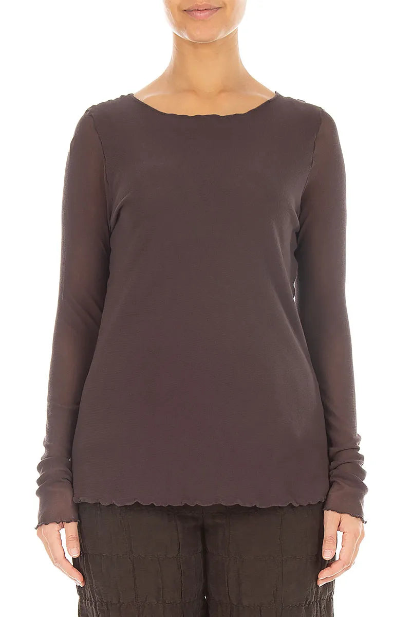 Double Layer Truffle Brown Mesh Soft Cotton Top 1