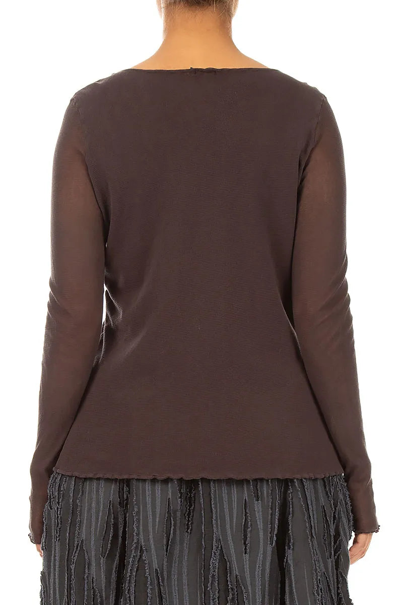 Double Layer Truffle Brown Mesh Soft Cotton Top