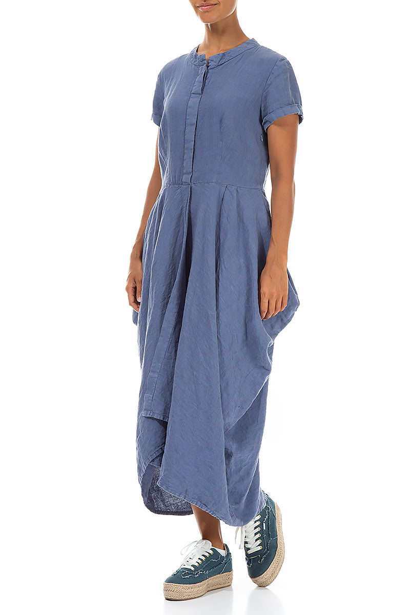 Drape Blue Nova Linen Dress 3