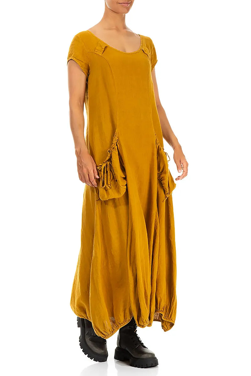 Draped Amber Linen Maxi Dress 3