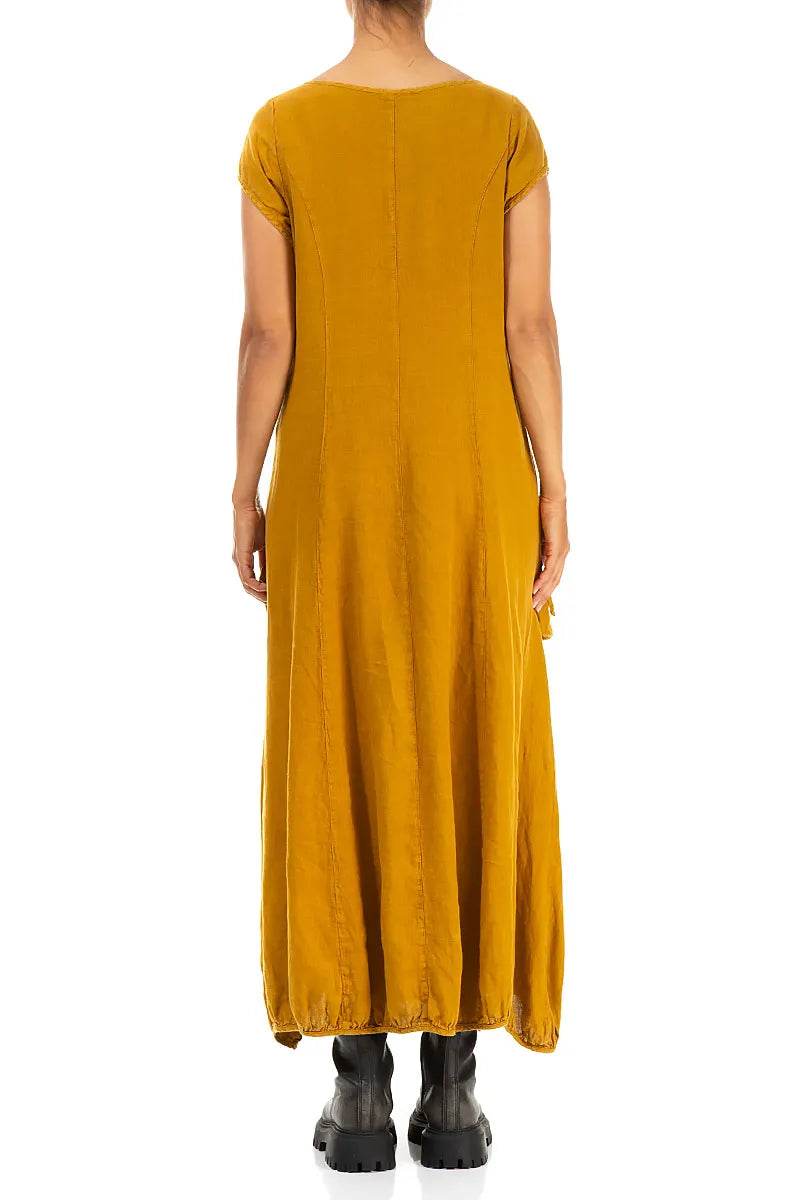 Draped Amber Linen Maxi Dress 2