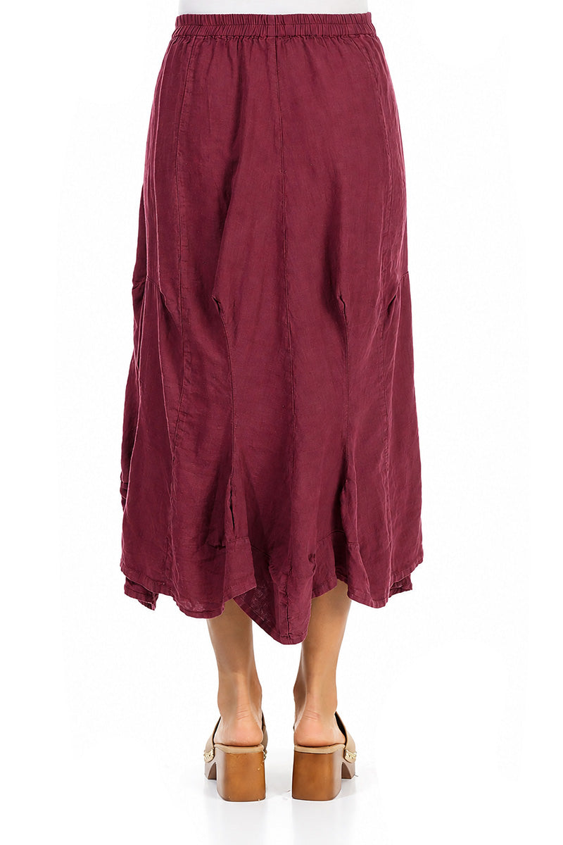 Draped Antique Ruby Linen Skirt