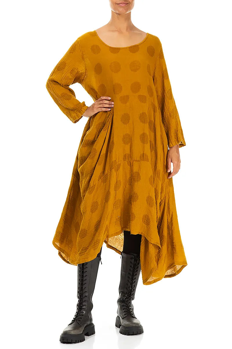 Draped Asymmetric Amber Linen Dress 4