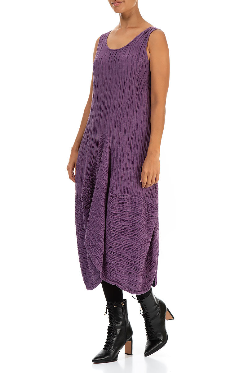 Draped Crinkled Purple Silk Dress 3
