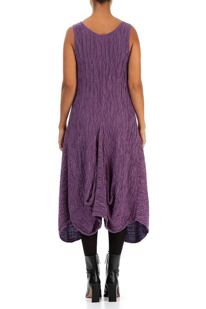 Draped Crinkled Purple Silk Dress 2