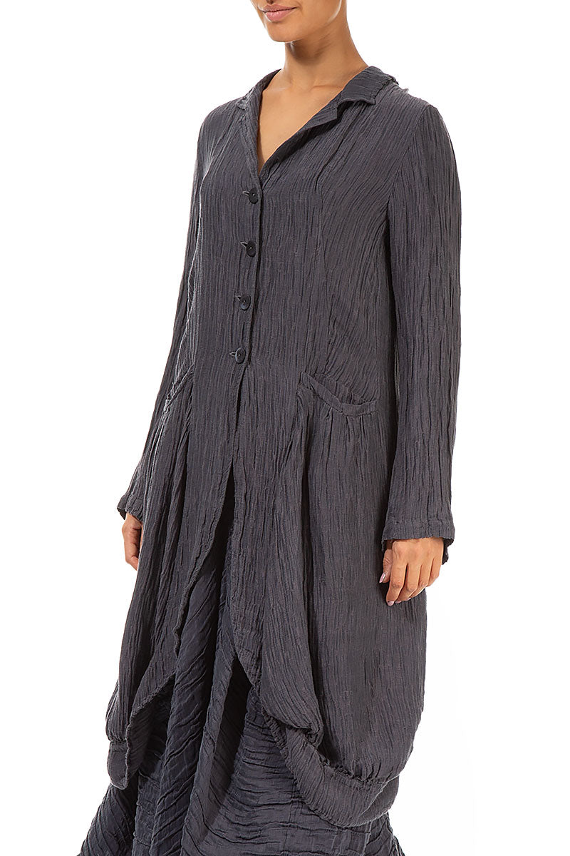 Draped Crinkled Violet Silk Jacket 3