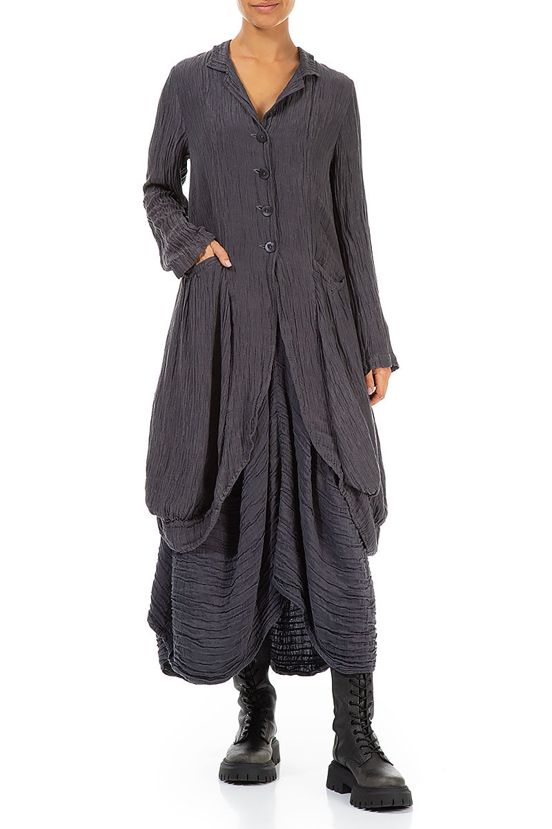 Draped Crinkled Violet Silk Jacket 4