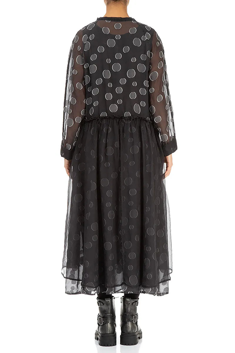 Draped Waist Grey Silver Bubbles Silk Dress 3