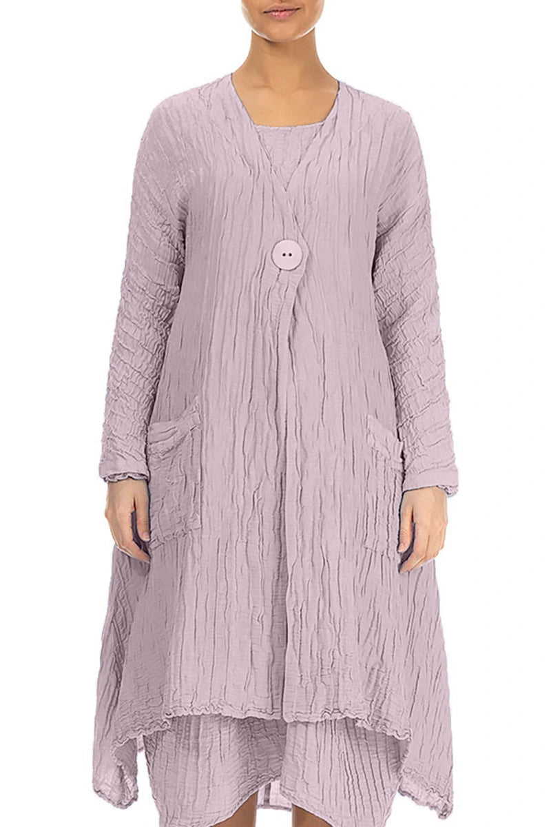 Dropped Edge Crinkled Lilac Silk Linen Jacket 1