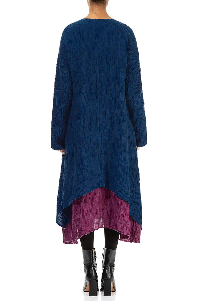 Dropped Edge Crinkled Sapphire Silk Jacket 3