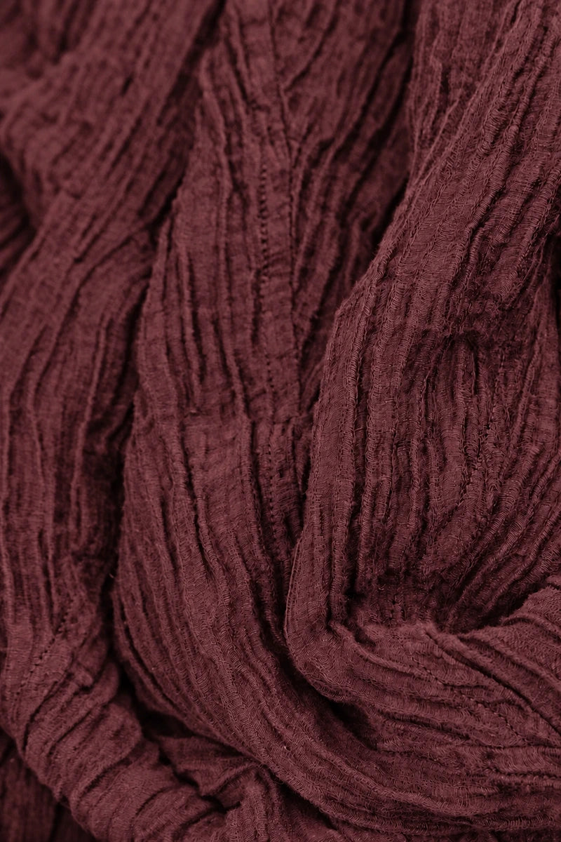 Dropped Edge Maroon Crinkled Silk Tunic 5