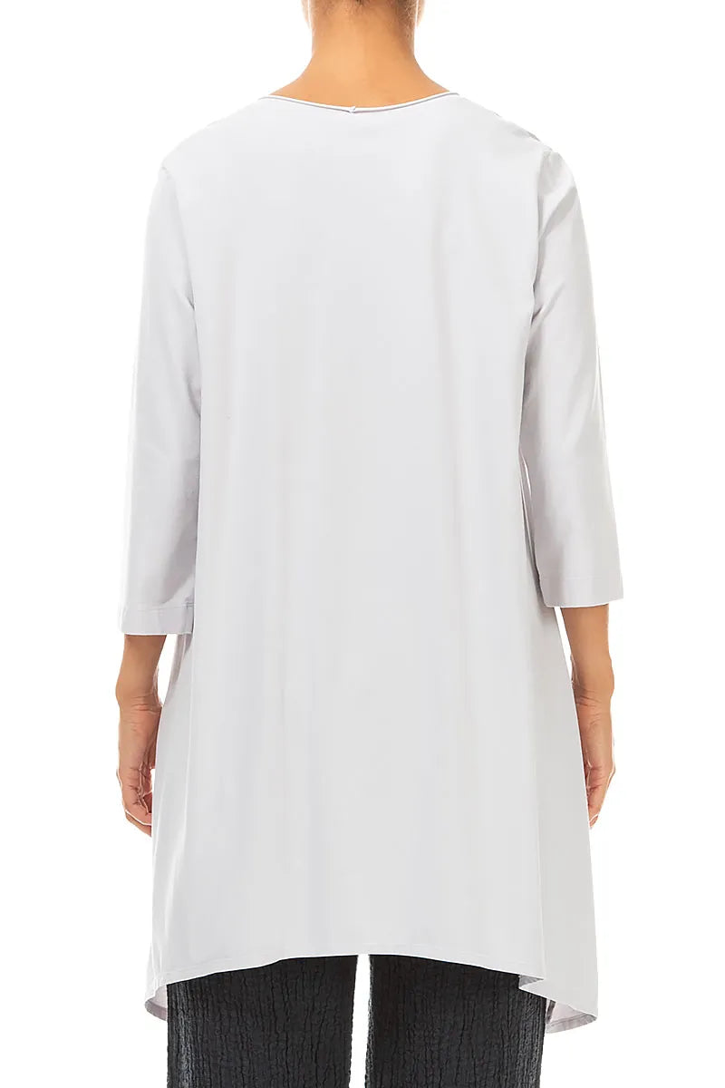 Dropped Edge Pearl Grey Cotton Tunic 2
