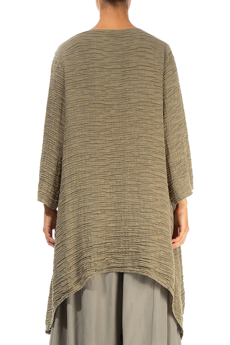 Dropped Edge Silver Sage Crinkled Silk Tunic 2