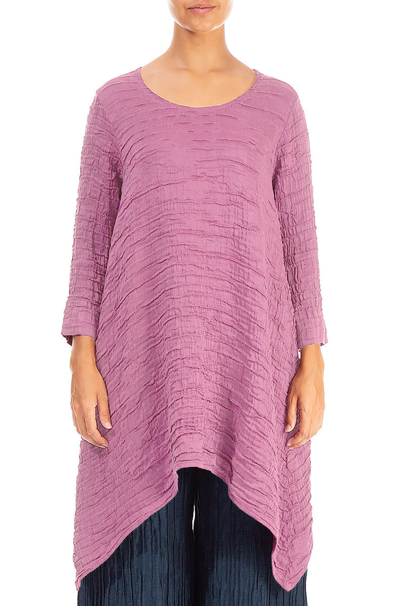 Dropped Edge Wild Berry Crinkled Silk Tunic