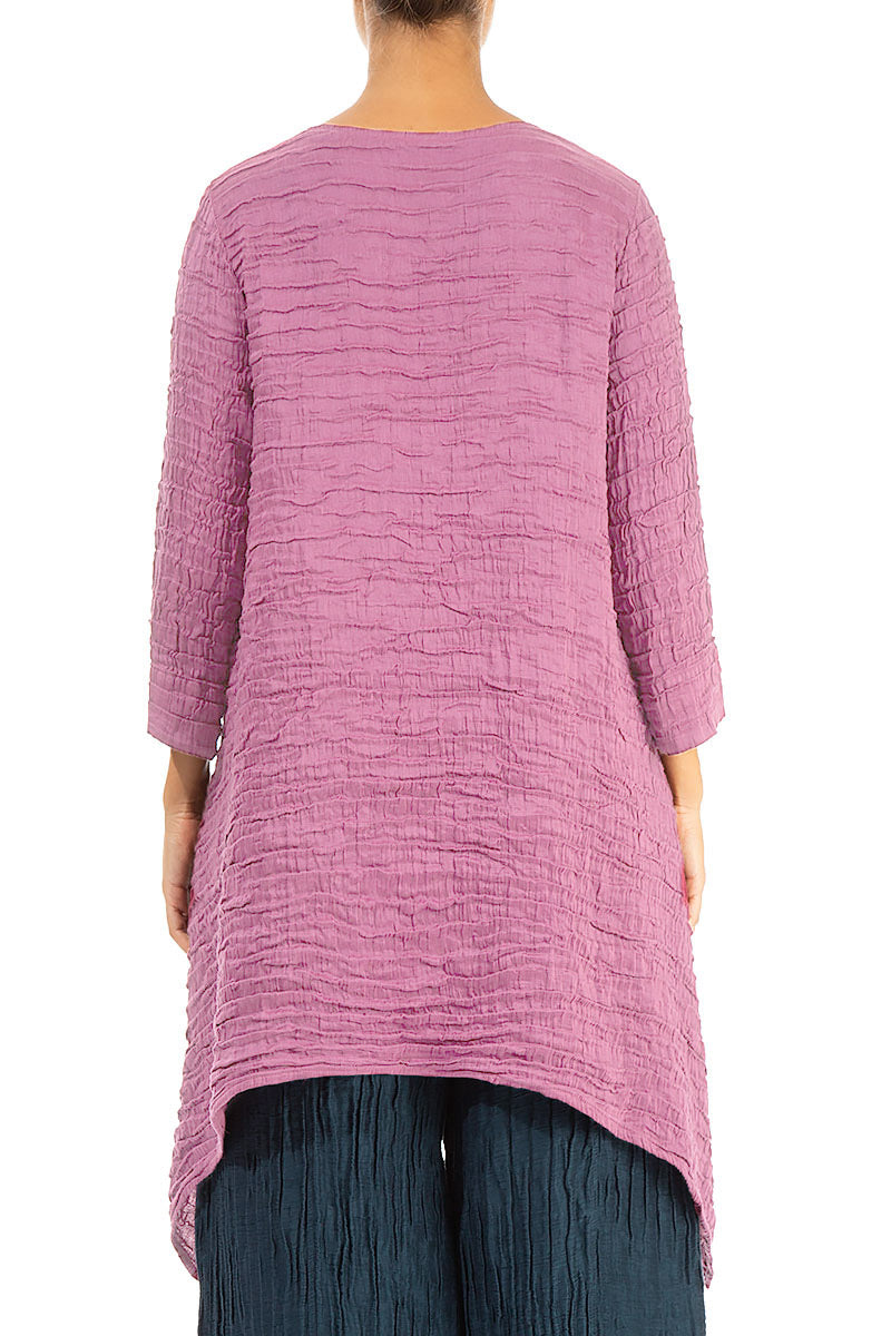 Dropped Edge Wild Berry Crinkled Silk Tunic