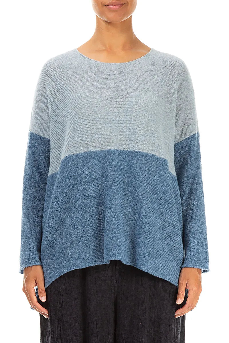 Dual Silver & Petrol Blue Wool Sweater 1