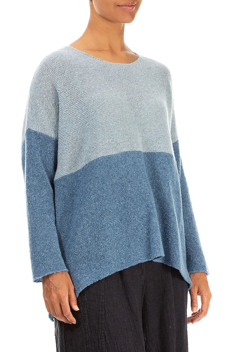 Dual Silver & Petrol Blue Wool Sweater 3